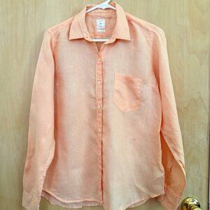 GAP 100% Linen Button Down Shirt - Medium / Peach / Orange